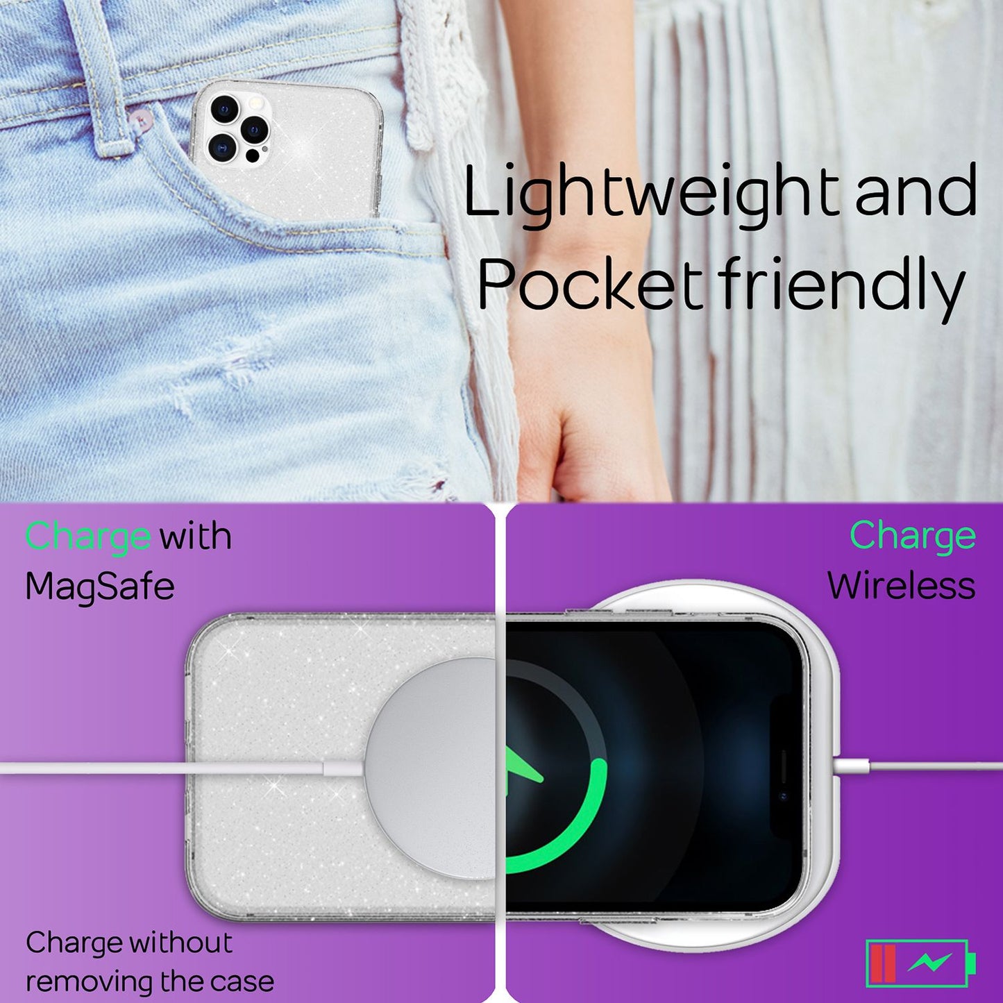 NALIA Glitzer Hülle für iPhone 12 Pro Max, Bling Handy Cover Schutz Glitter Case