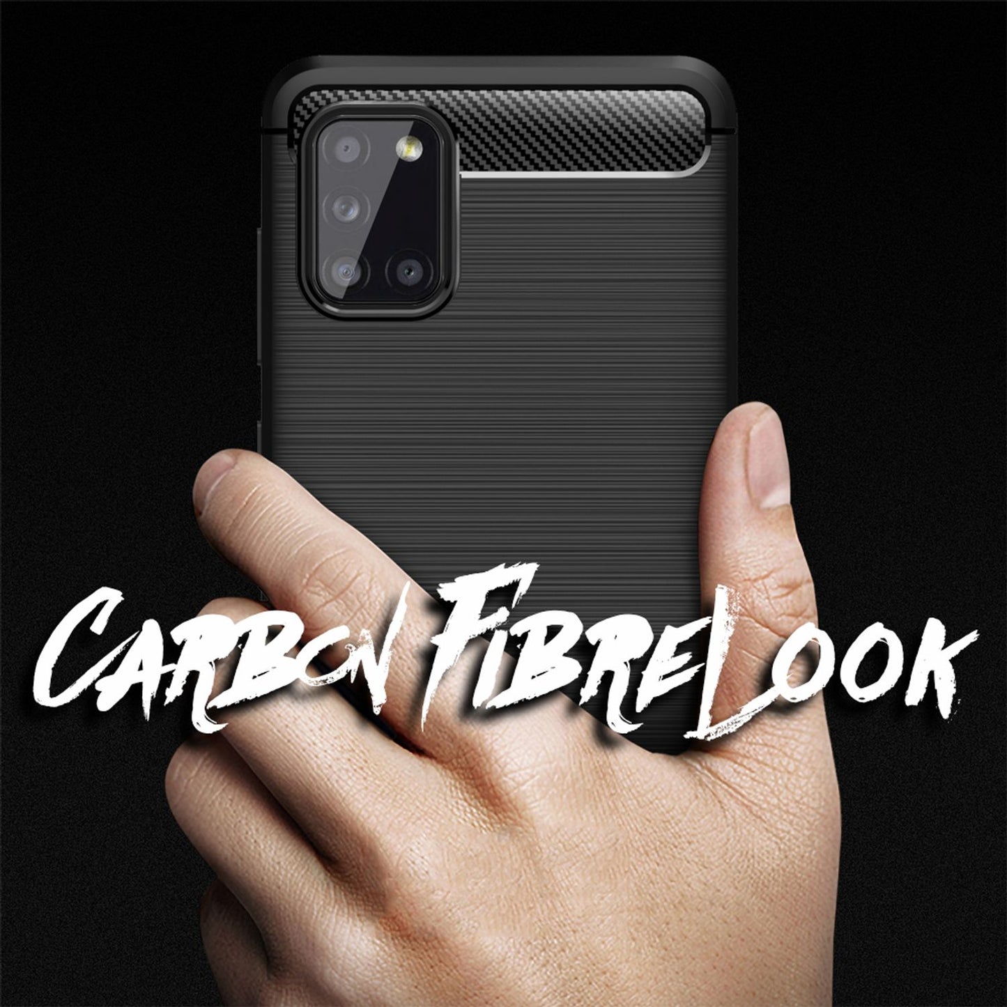 NALIA Design Handy Hülle für Samsung Galaxy A31, Carbon Look Cover Case Bumper