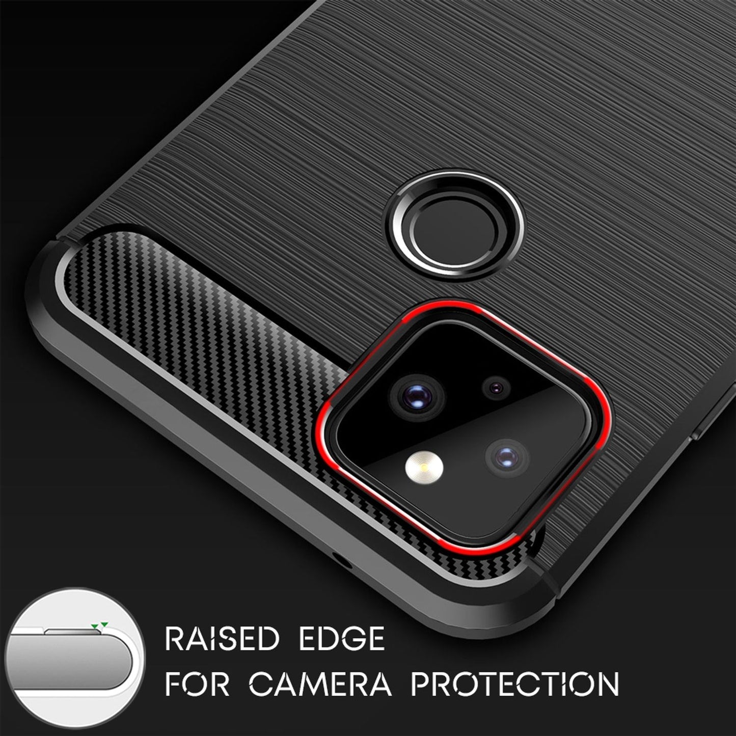 NALIA Handy Hülle für Google Pixel 5, Carbon Look Phone Case Cover Bumper TPU