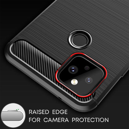 NALIA Handy Hülle für Google Pixel 5, Carbon Look Phone Case Cover Bumper TPU