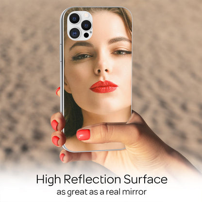 NALIA Spiegel Hartglas Hülle für iPhone 12 Pro Max, Mirror Hard-Case Bumper