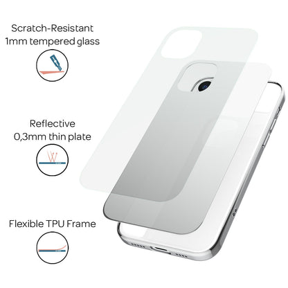 NALIA Spiegel Hartglas Hülle für iPhone 12 Pro Max, Mirror Hard-Case Bumper