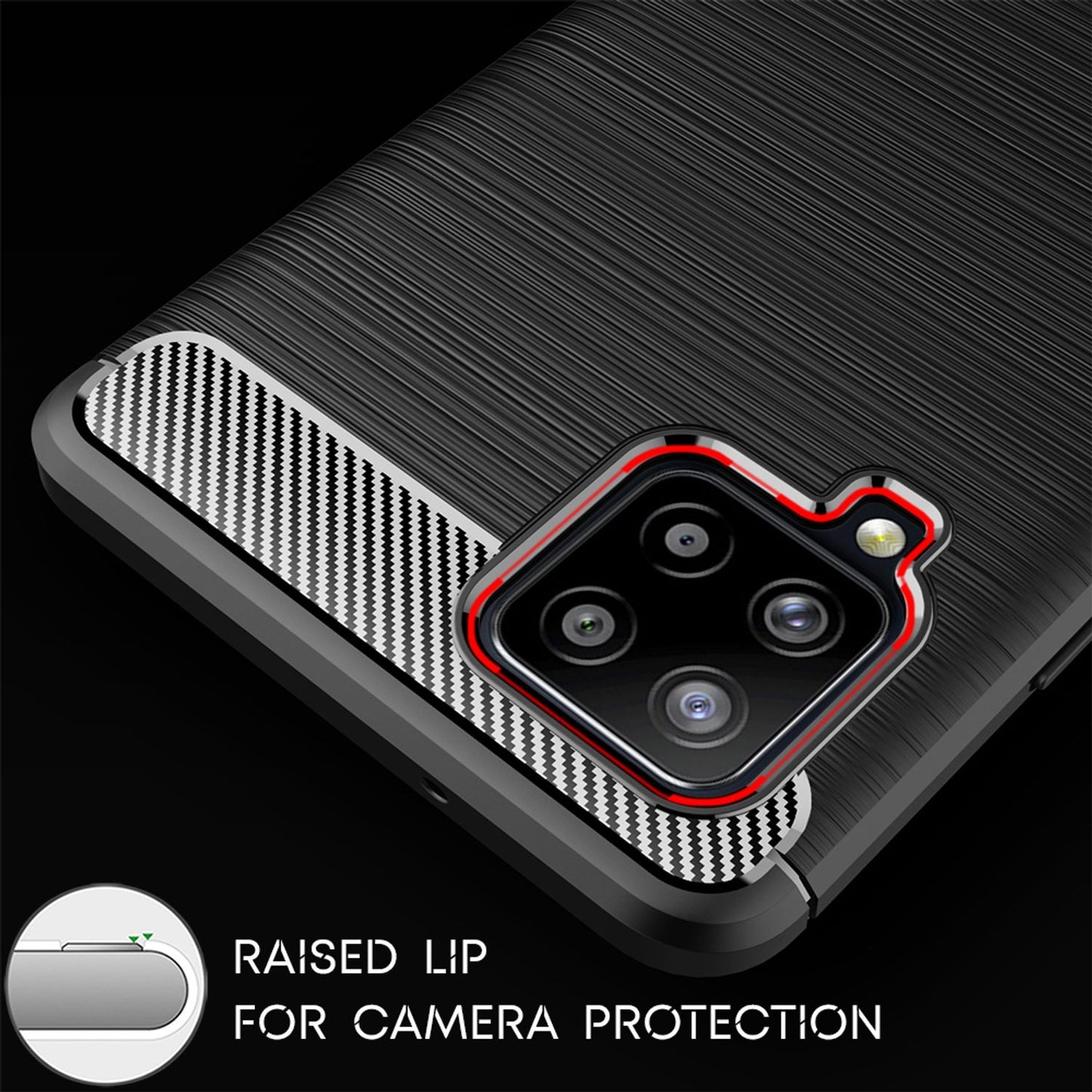 NALIA Carbon Case für Samsung Galaxy A42 5G, Silikon Handy Hülle Schutz Cover