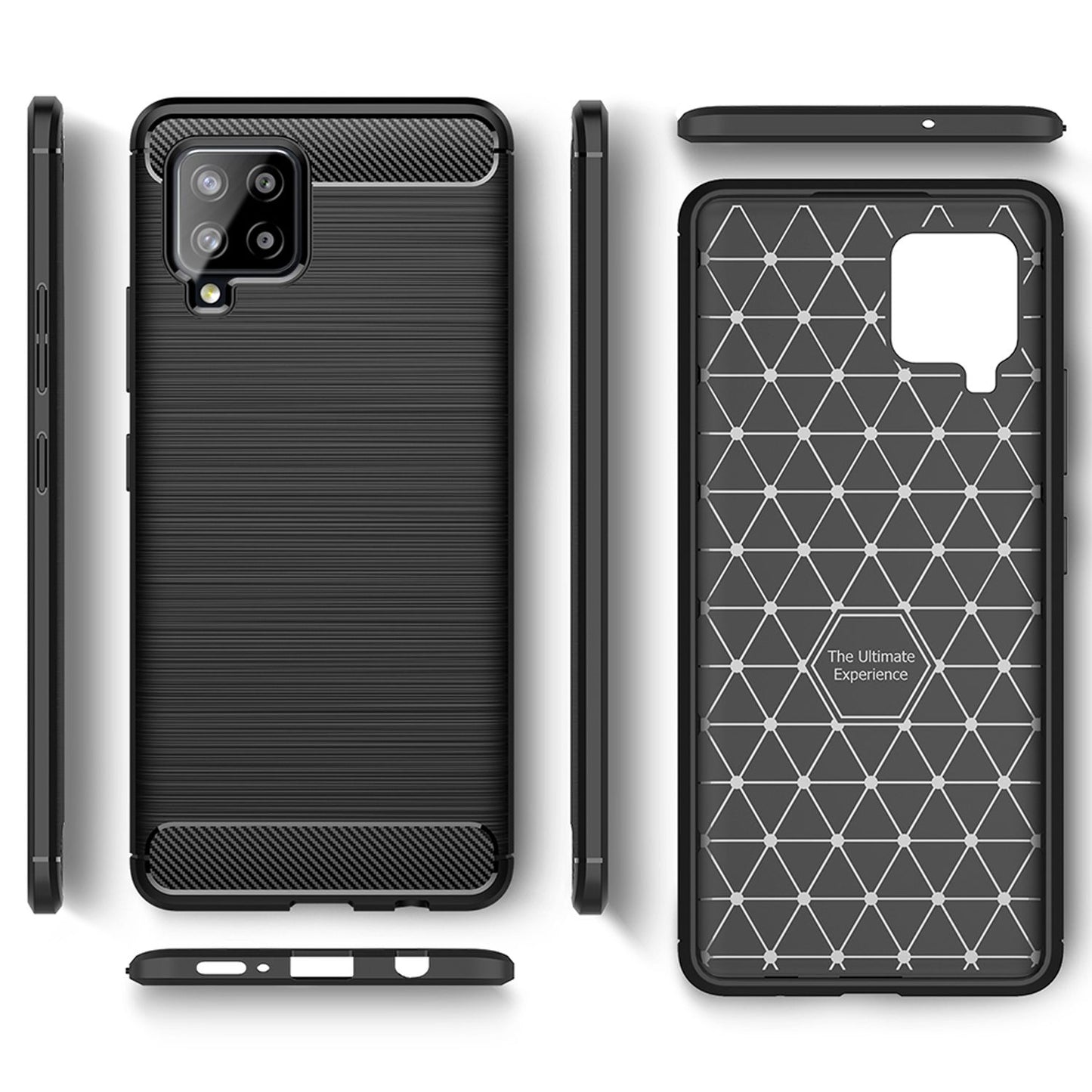NALIA Carbon Case für Samsung Galaxy A42 5G, Silikon Handy Hülle Schutz Cover