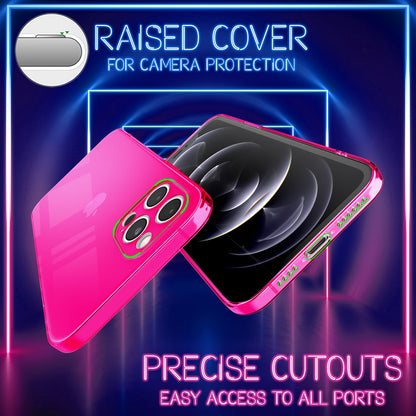 NALIA Klare Neon Handy Hülle für iPhone 12 Pro Max, Bunt Durchsichtig Cover Case