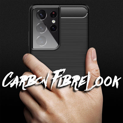NALIA Design Handy Hülle für Samsung Galaxy S21 Ultra, Carbon Look Case Cover