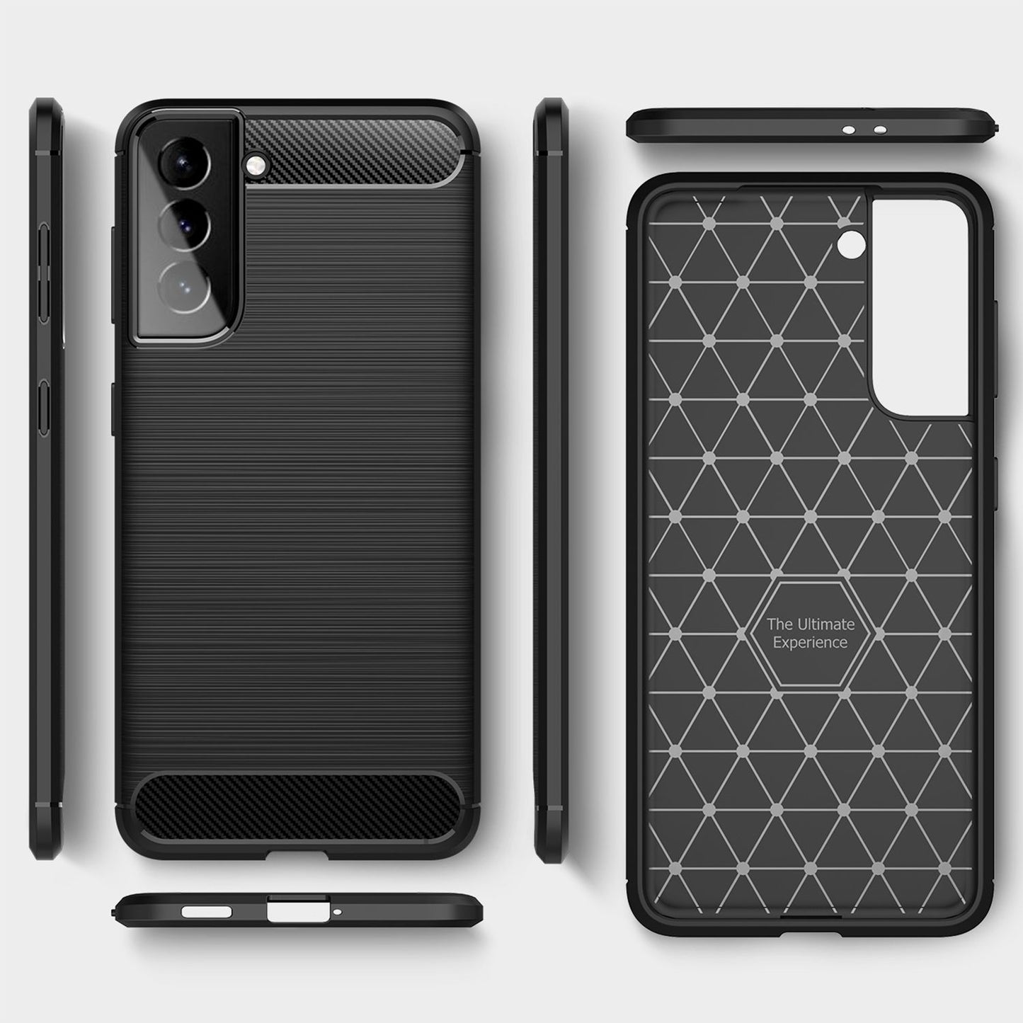 NALIA Design Handy Hülle für Samsung Galaxy S21, Carbon Look Case Cover Bumper
