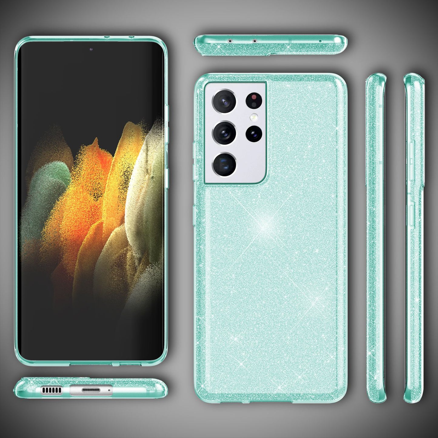 NALIA Glitzer Handy Hülle für Samsung Galaxy S21 Ultra, Diamant Cover Bling Case