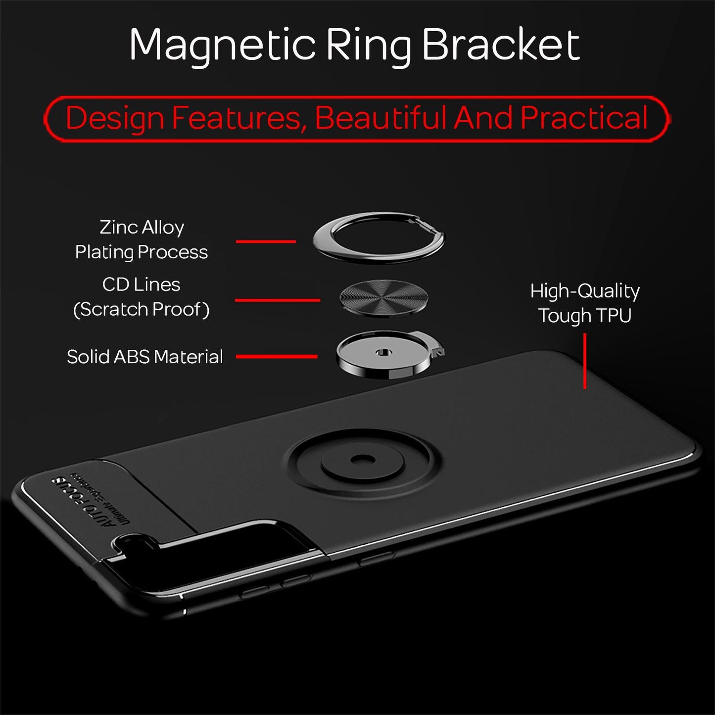 NALIA Ring Handy Hülle für Samsung Galaxy S21, Schutz Case Tasche Etui Bumper