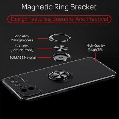 NALIA Ring Handy Hülle für Samsung Galaxy A12, Schutz Case Tasche Etui Bumper