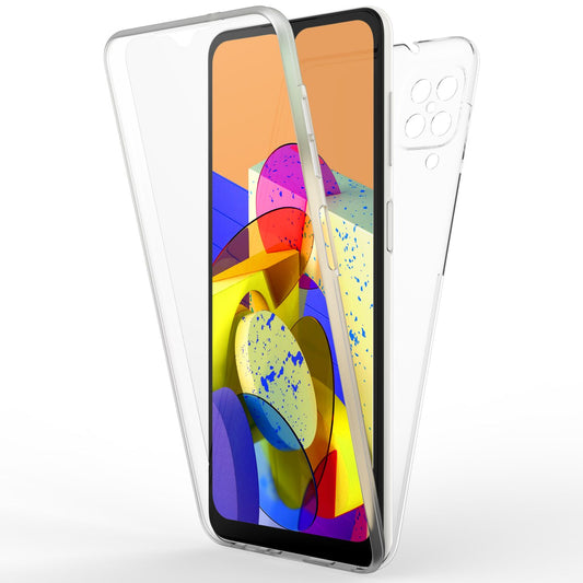 NALIA Klare 360° Handy Hülle für Samsung Galaxy A12, Full Cover Schutz Hard Case