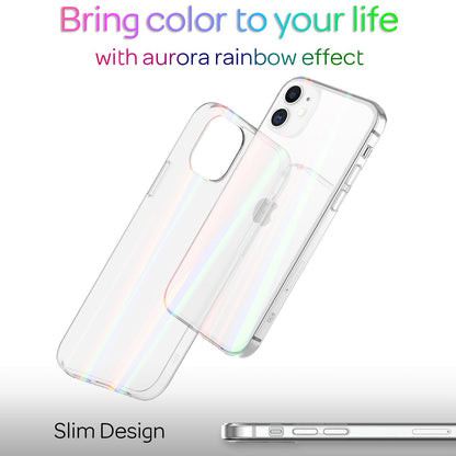 NALIA iPhone 12 mini - Klare Hart Glas Handy Hülle Regenbogen Case Bunt Glänzend