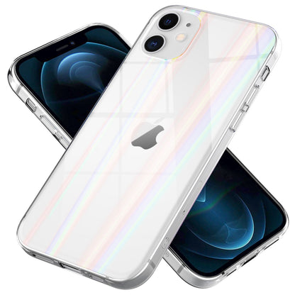NALIA iPhone 12 / 12 Pro - Klare Hart Glas Handy Hülle Regenbogen Case Kratzfest