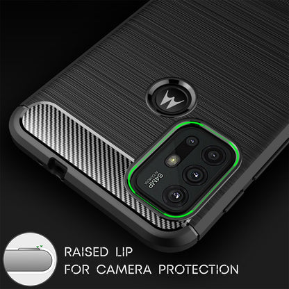 NALIA Carbon Look Handy Hülle für Motorola Moto G10 / G30, Silikon Case Cover