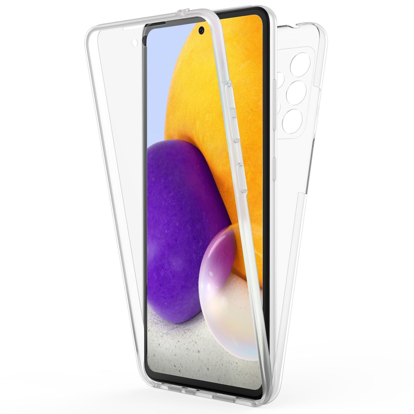 NALIA 360 Grad Handy Hülle für Samsung Galaxy A72, Transparent Full Cover Case
