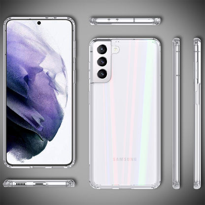NALIA Hartglas Case für Samsung Galaxy S21+, Transparent Regenbogen Cover Case