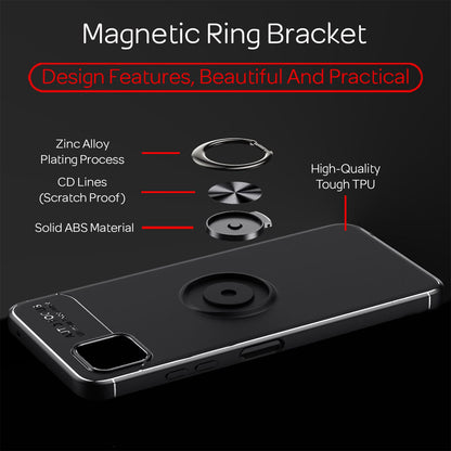 NALIA Matt-Schwarze Ringhülle für Samsung Galaxy A22 5G, 360° Ring Standfunktion