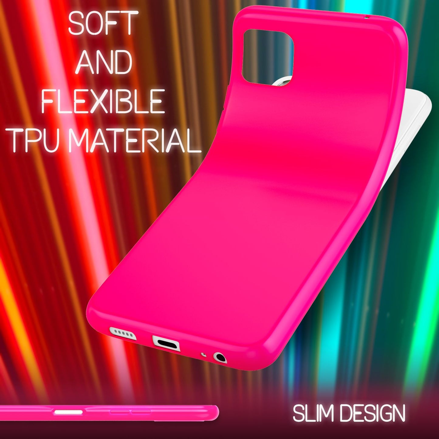NALIA Bunte Neon Silikonhülle für Samsung Galaxy A22 5G, Intensive Farbe Rutschfest Samtig Gummiert