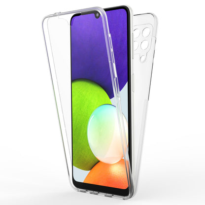 NALIA Klare 360° Schutzhülle für Samsung Galaxy A22, Komplettschutz Transparent Anti-Gelb Durchsichtig Robust