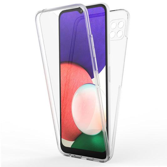 NALIA Klare 360° Schutzhülle für Samsung Galaxy A22 5G, Komplettschutz Transparent, Hardcase & Silikon Bumper
