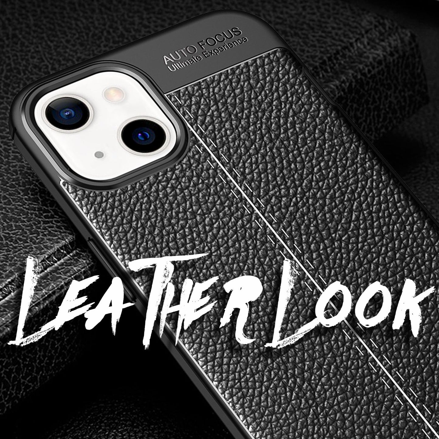 NALIA Leder Look Hülle für iPhone 13 Mini, Schwarze Silikonhülle Anti-Fingerabdruck Rutschfest Kratzfest