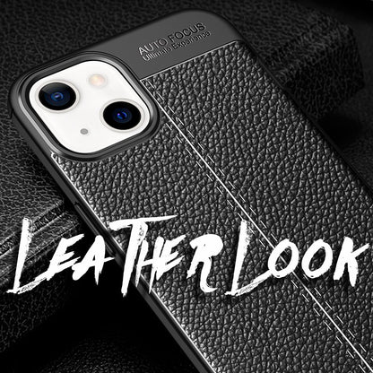 NALIA Leder Look Hülle für iPhone 13, Schwarze Silikonhülle Anti-Fingerabdruck Rutschfest Kratzfest Stoßfest