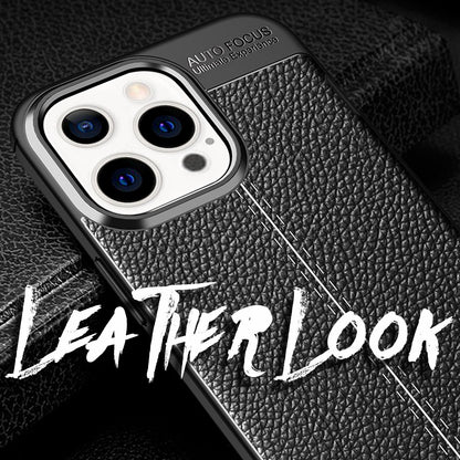 NALIA Leder Look Hülle für iPhone 13 Pro Max, Schwarze Silikonhülle Anti-Fingerabdruck Rutschfest Kratzfest