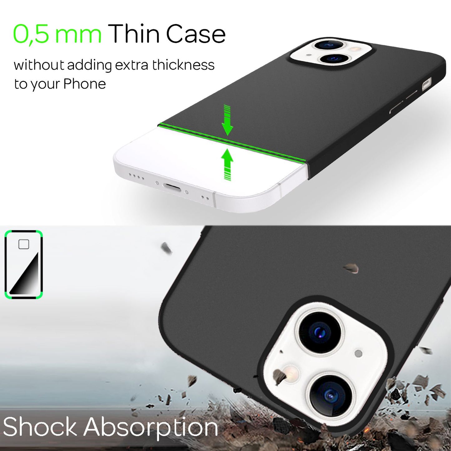 NALIA 0,5mm Dünne Handy Hülle für iPhone 13 Mini, Hard Case Cover Matt Bumper