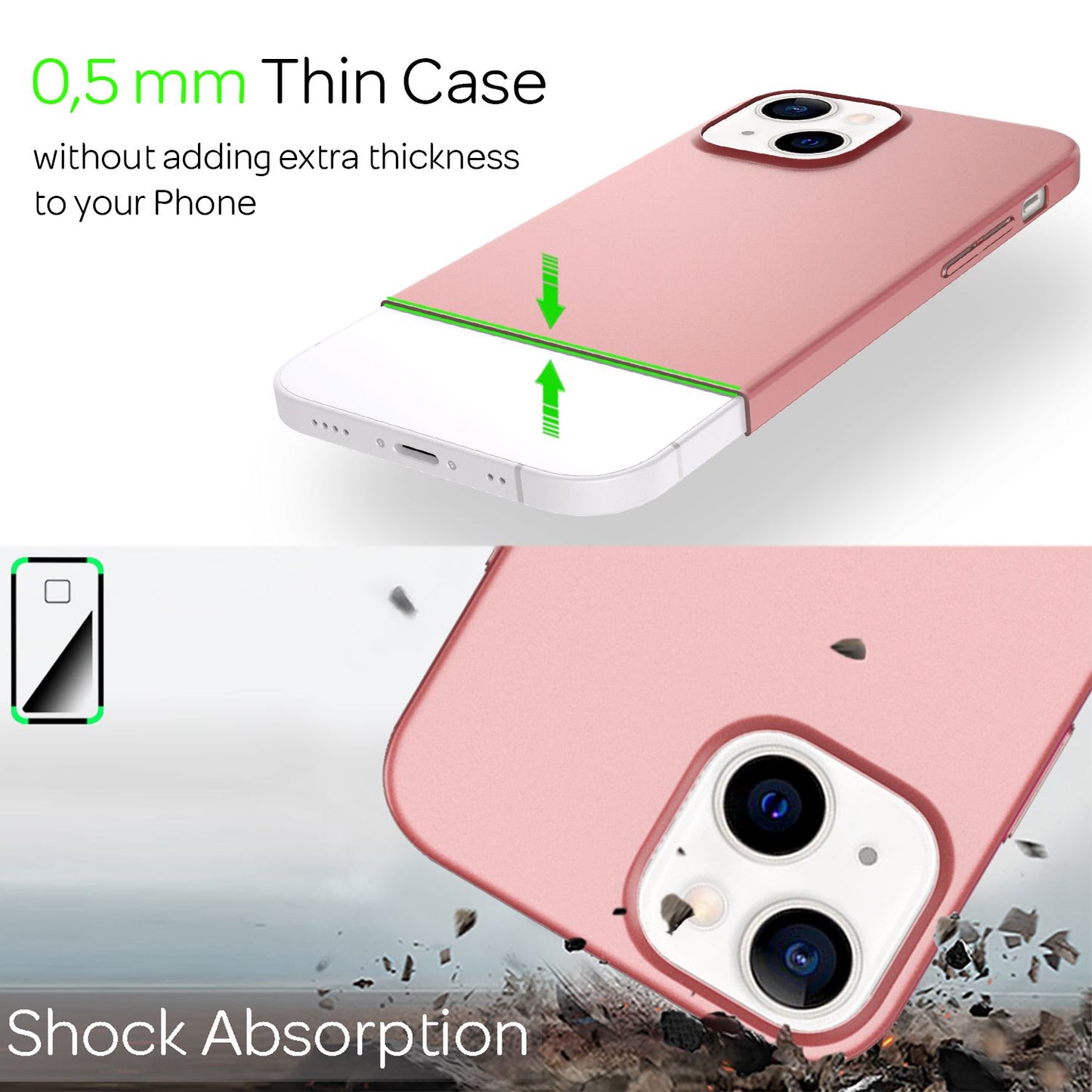 NALIA 0,5mm Dünne Handy Hülle für iPhone 13 Mini, Hard Case Cover Matt Bumper