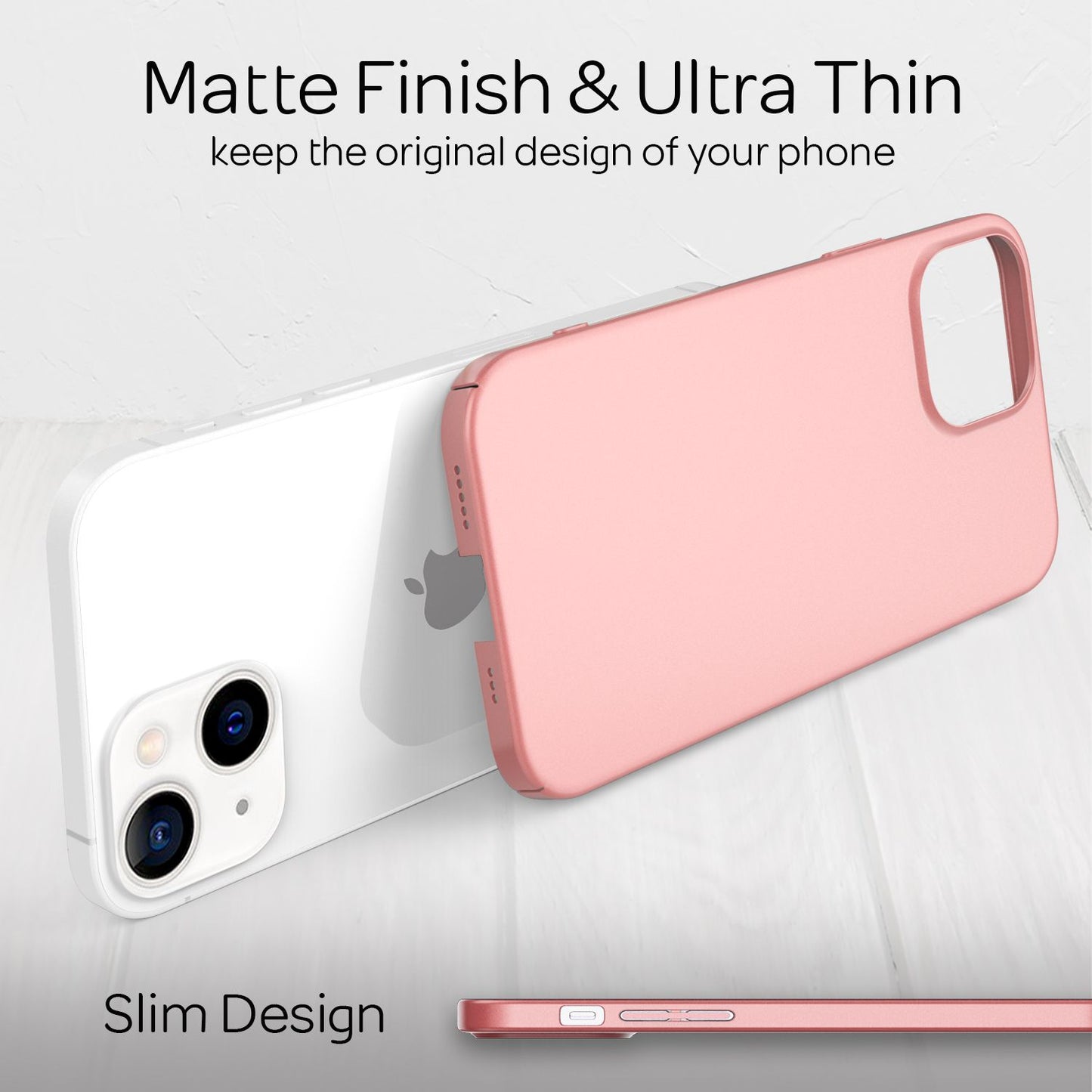 NALIA 0,5mm Dünne Handy Hülle für iPhone 13, Matt Hard Case Cover Bumper Schale