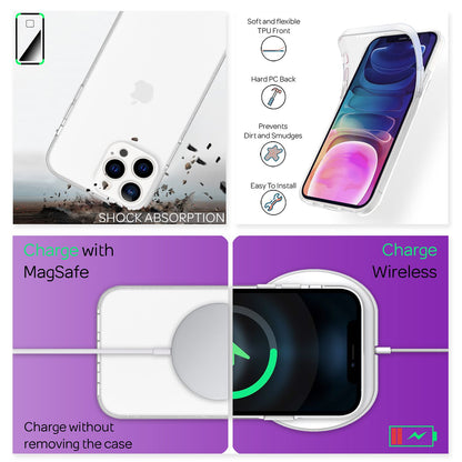 NALIA Klare 360° Schutzhülle für iPhone 13 Pro Max, Komplettschutz Transparent Anti-Gelb Durchsichtig Robust, Hardcase & Silikon & Displayschutz