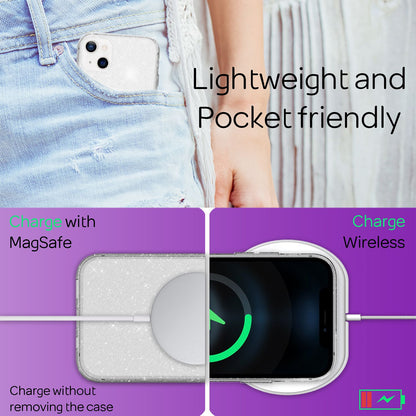 NALIA Glitzer Hülle für iPhone 13 Mini, Transparent Glitter Cover Handy Case