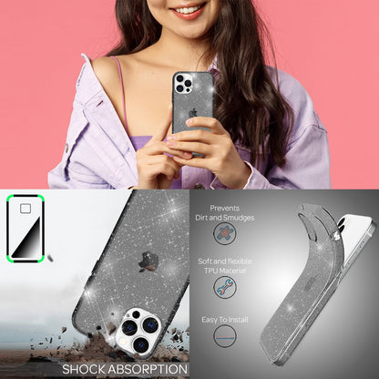 NALIA Glitzer Hülle für iPhone 13 Pro Max, Transparent Glitter Cover Handy Case