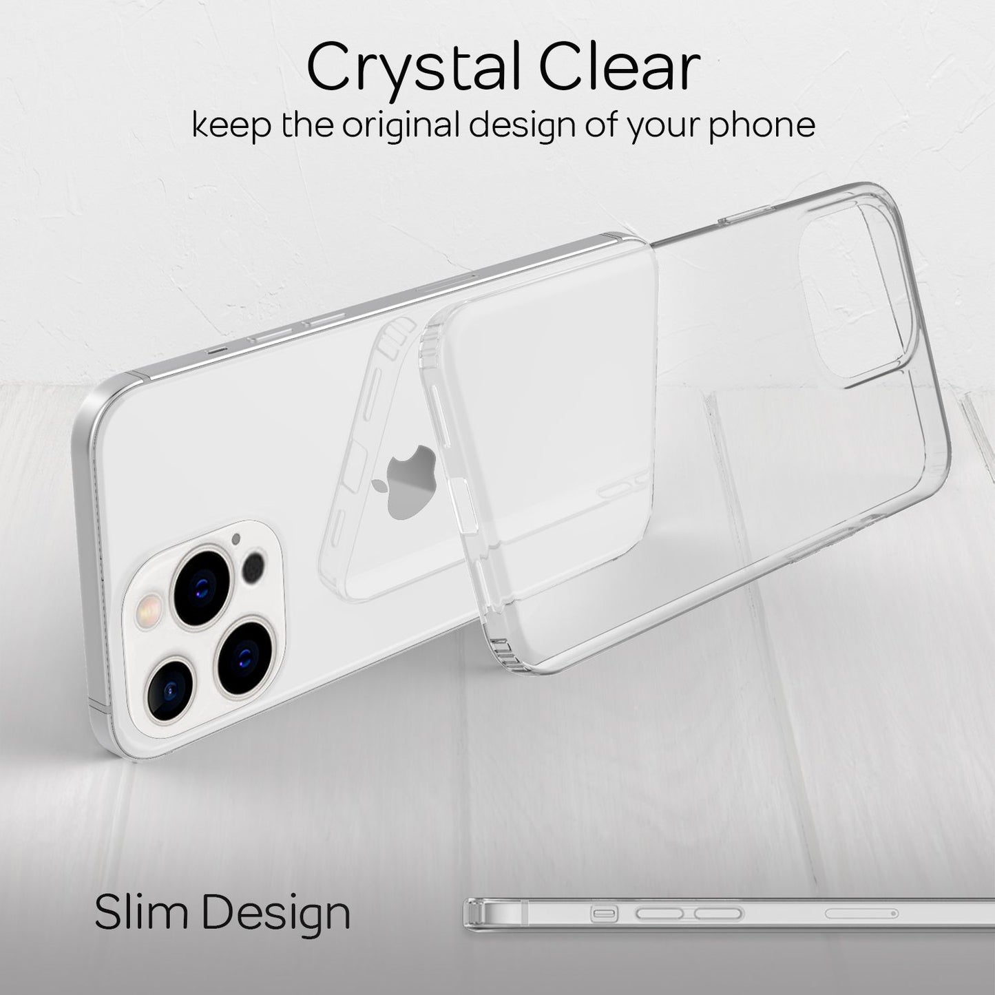 NALIA Klares Kratzfeste Hülle für iPhone 13 Pro Max, Transparent Anti-Gelb Stoßfest Harte Rückseite & Silikon Rahmen