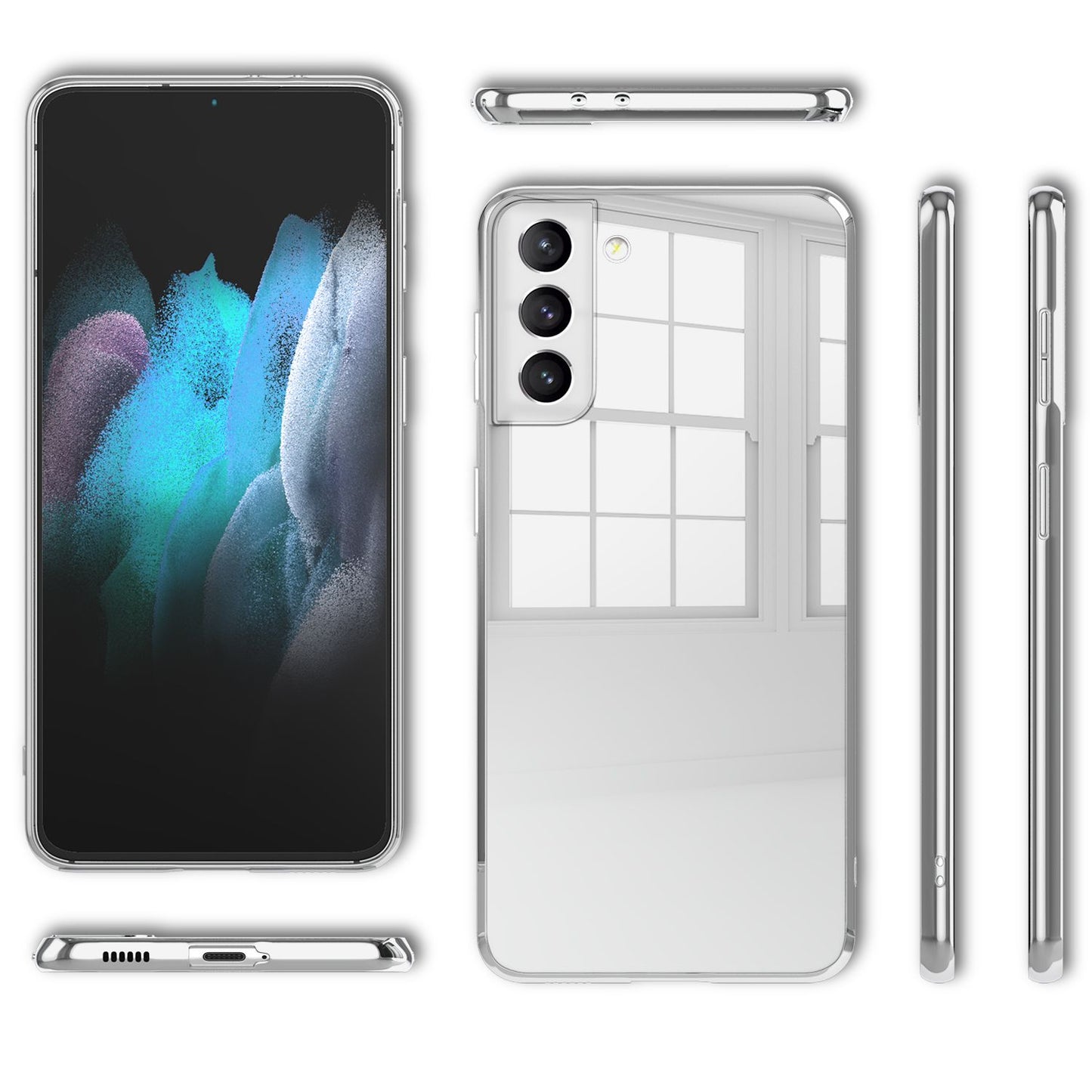 NALIA Spiegel Hartglas Case für Samsung Galaxy S21 Plus, Klarer Spiegeleffekt Mirror Hardcase Kratzfest, 9H Tempered Glass & Silikon Bumper, Dünne Schutzhülle Glashülle Handyhülle