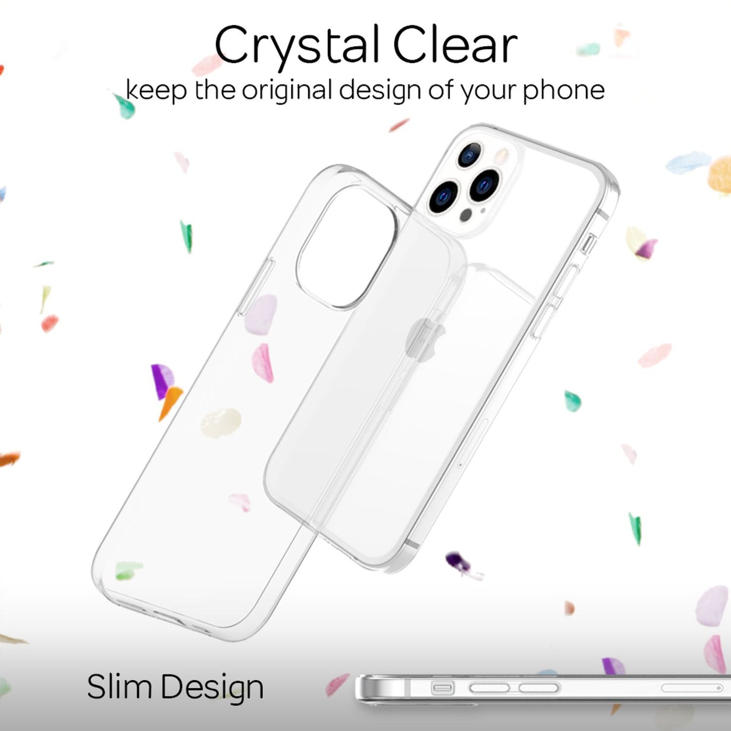 NALIA Klare Silikon handy Hülle für iPhone 13 Pro, Transparent Cover Case Bumper