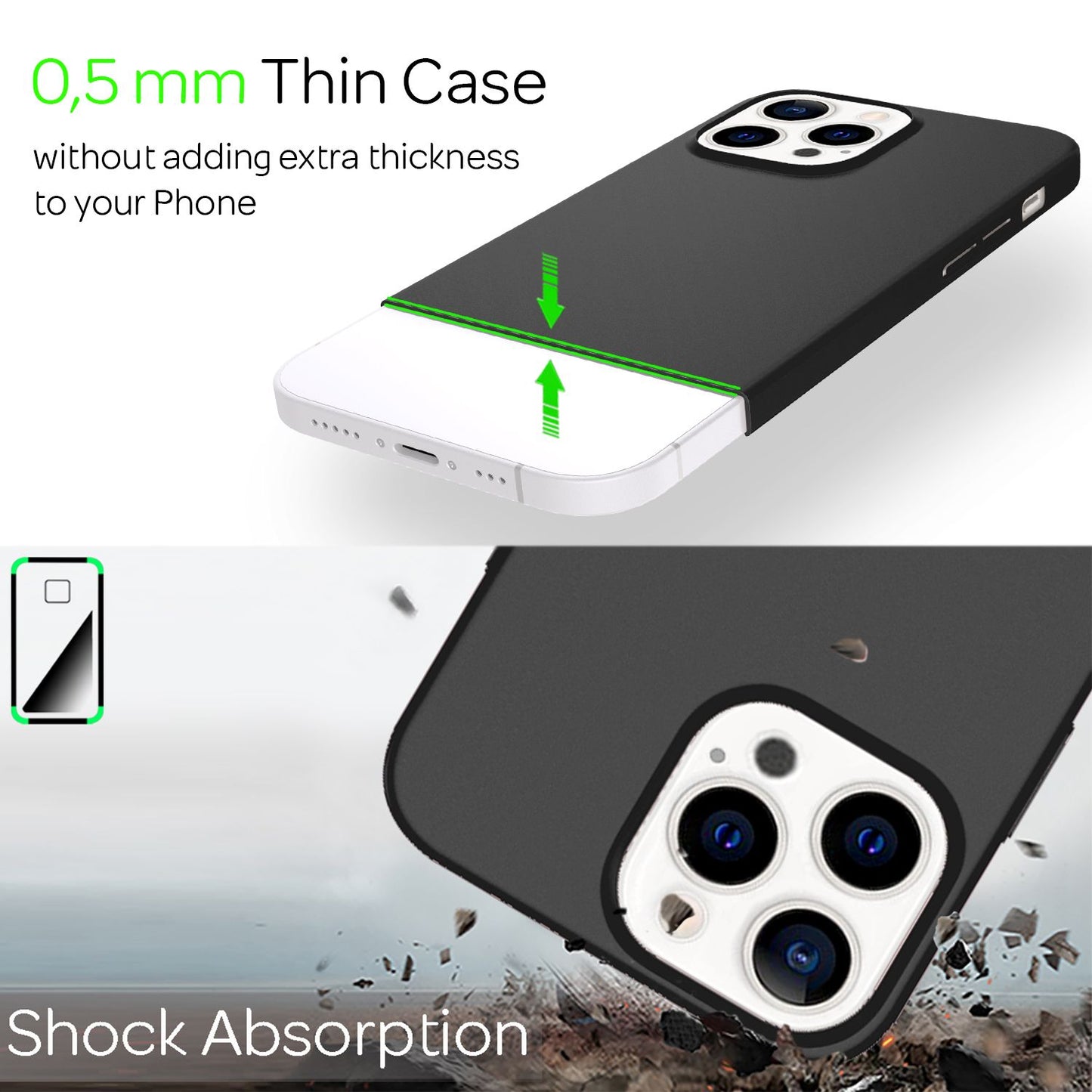 NALIA 0,5mm Dünne Handy Hülle für iPhone 13 Pro, Matt Hard Case Cover Bumper