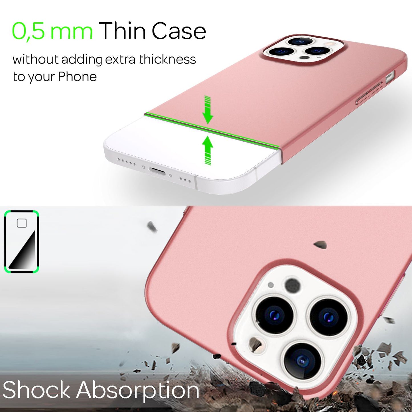 NALIA 0,5mm Dünne Handy Hülle für iPhone 13 Pro, Matt Hard Case Cover Bumper