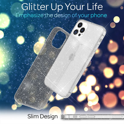 NALIA Glitzer Hülle für iPhone 13 Pro, Transparent Glitter Cover Handy Case