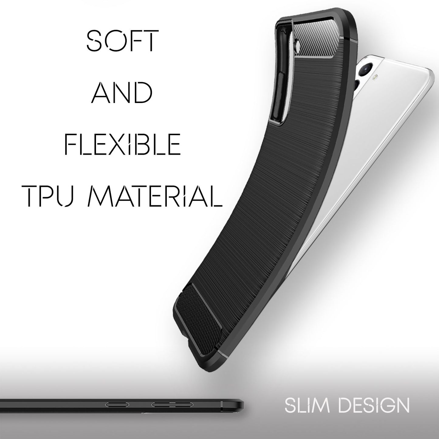 NALIA Carbon Look Case kompatibel mit Samsung Galaxy S21 FE, Matt-Schwarze Silikonhülle in eleganter Kohlefaser-Optik