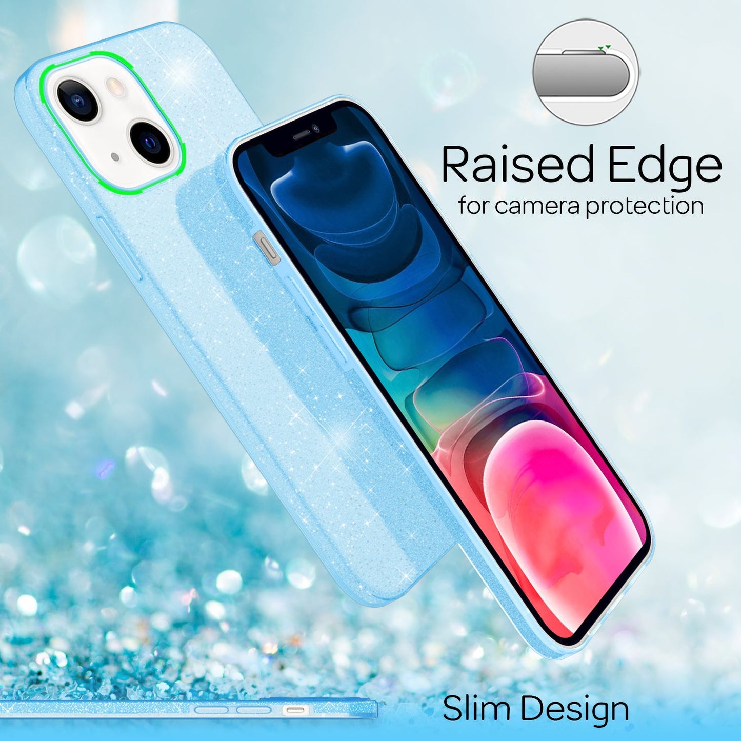 NALIA Robuste Glitzerhülle für iPhone 13 Mini, Stoßfeste Glänzende Glitzer Hybrid Schutzhülle Verstärkte Silikonhülle