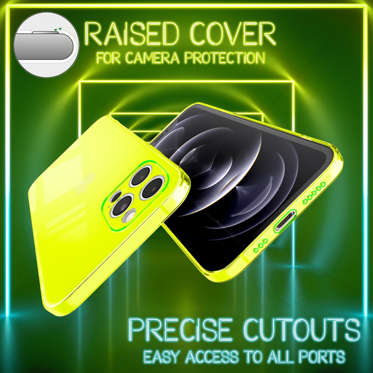 NALIA Klare Neon Handy Hülle für iPhone 13 Pro, Bunt Durchsichtig Cover Case
