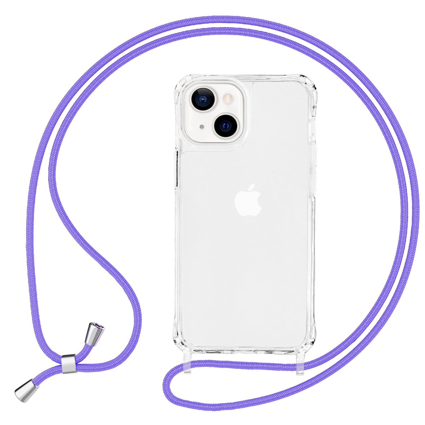 NALIA Klares Hybrid Case mit Kette für iPhone 13 Mini, Transparent Anti-Gelb Robust Verstärkte Ecken Hardcase & Silikon Rahmen, Stoßfeste Schutzhülle & Handy-Schnur