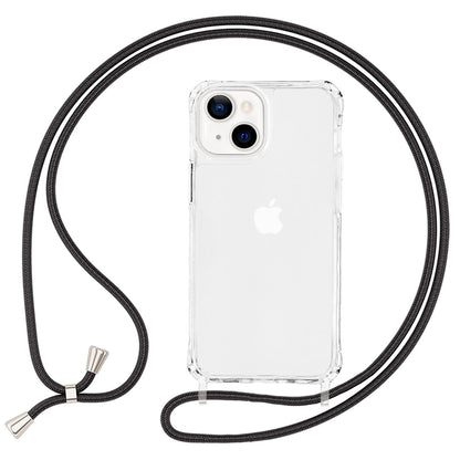 NALIA Klares Hybrid Case mit Kette für iPhone 13, Transparent Anti-Gelb Robust Verstärkte Ecken Hardcase & Silikon Rahmen, Stoßfeste Schutzhülle & Handy-Schnur Cover