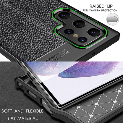 NALIA Leder Look Case für Samsung Galaxy S22 Ultra, Schwarze Silikonhülle Anti-Fingerabdruck Rutschfest Kratzfest Stoßfest, Handyhülle Schutzhülle