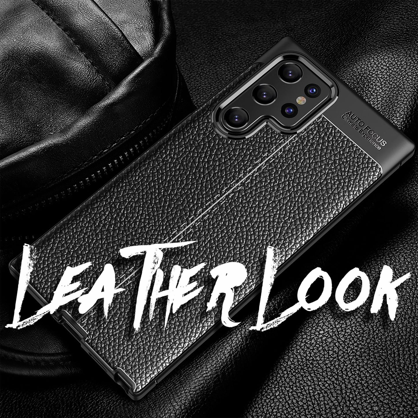NALIA Leder Look Case für Samsung Galaxy S22 Ultra, Schwarze Silikonhülle Anti-Fingerabdruck Rutschfest Kratzfest Stoßfest, Handyhülle Schutzhülle