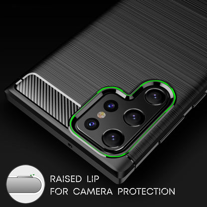NALIA Carbon Look Case für Samsung Galaxy S22 Ultra, Matt-Schwarze Silikonhülle Anti-Fingerabdruck Kohlefaser-Optik, Handyhülle Schutzhülle
