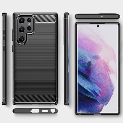 NALIA Carbon Look Case für Samsung Galaxy S22 Ultra, Matt-Schwarze Silikonhülle Anti-Fingerabdruck Kohlefaser-Optik, Handyhülle Schutzhülle