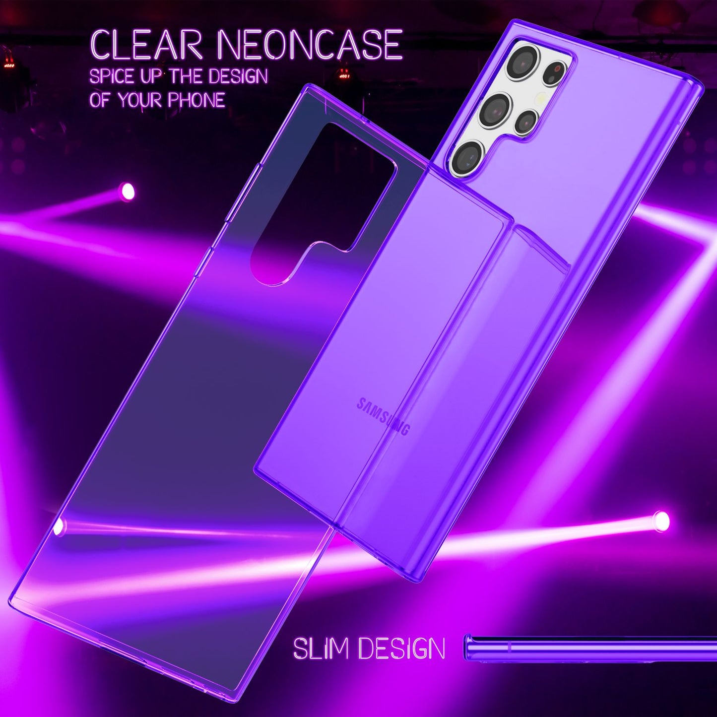 NALIA Klare Neon Handyhülle für Samsung Galaxy S22 Ultra, Durchsichtig Bunt Leuchtend Anti-Gelb, Dünne Robuste Schutzhülle Cover Case