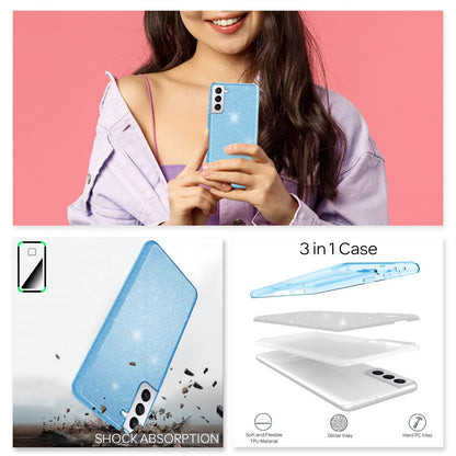 NALIA Robuste Glitzerhülle für Samsung Galaxy S22 Plus, Glänzende Glitzer Hybrid Schutzhülle Verstärkte Silikonhülle
